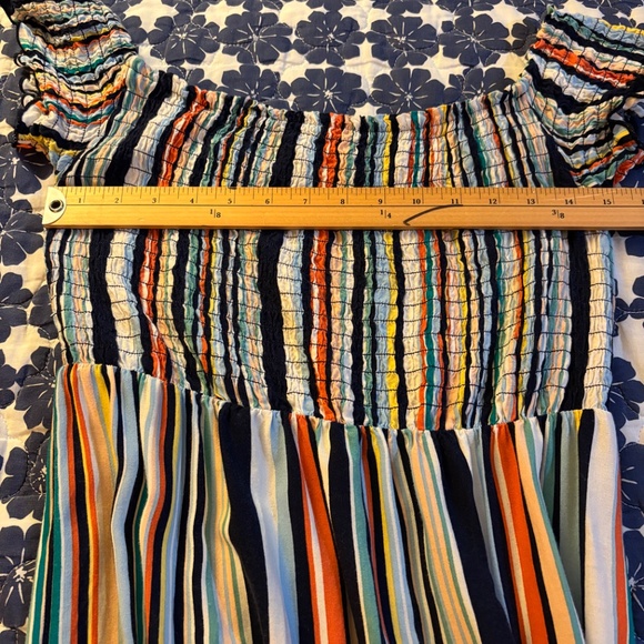 Women's Guilty size Large Rayon maxi dress stripes rainbow tropical colourful - Picture 5 of 8